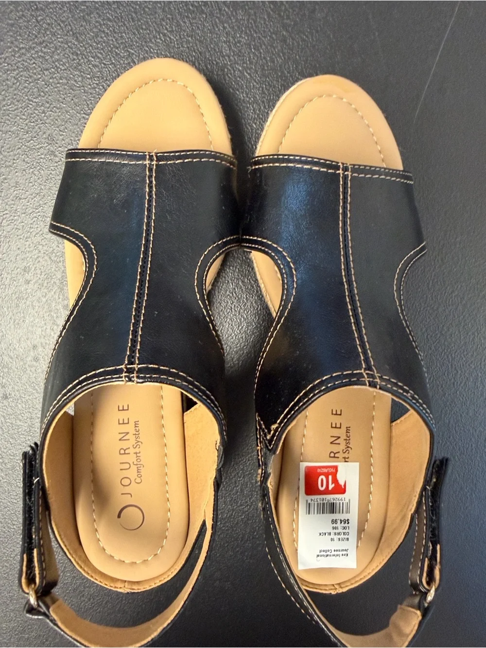 Journee Collection Black Cutout Espadrille Sandals - Comfort System